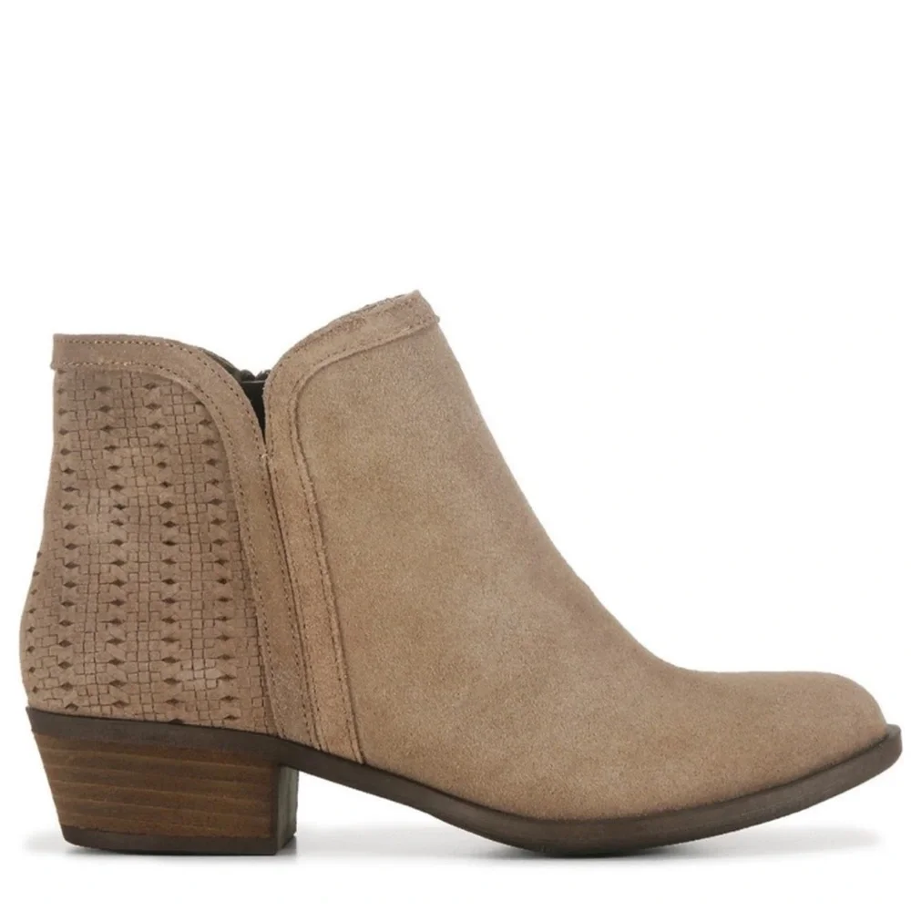 Kensie Grayce Suede Leather Ankle Boots Taupe Booties Womens 9.5 M Western Boho